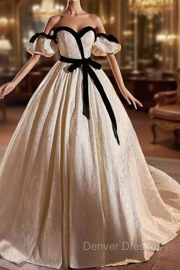 Ball Gown Ivory Off the Shoulder Prom Dress Main image