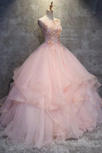 Ball Gown Long Prom Dress Flowers Gorgeous Quinceanera Dress With Flowers