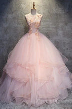 Ball Gown Long Prom Dress Flowers Gorgeous Quinceanera Dress With Flowers