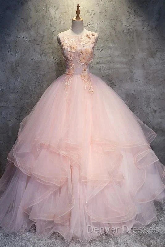Ball Gown Long Prom Dress Flowers Gorgeous Quinceanera Dress With Flowers