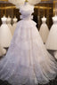 Ball Gown Off Shoulder Tulle Sequin Light Pink Long Prom Dress