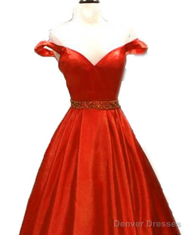 Ball Gown Orange Satin Prom Dresses Off Shoulder Secondary image