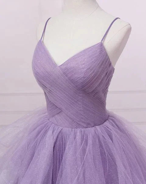 Green/Purple/Blue Fashion Elegant Spaghetti Strap Long Organza Ruffles Ball Gown Evening Gown Graduation Gown Adult Ceremony Gown
