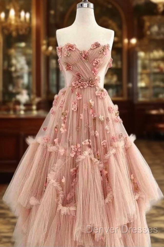 Ball Gown Pink Sweetheart Floor Length Sleeveless Lace Prom Dress Main image