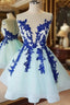Ball Gown Princess Illusion Neck Sleeveless Organza Knee-Length Homecoming Dress With Appliqued