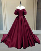 Ball Gown Princess Satin Off The Shoulder Prom Dress