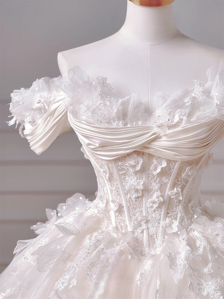 Ball-Gown/Princess Sweetheart Floor-Length Tulle Prom Dress With Sequins Appliques Lace Beading