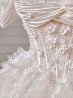Ball-Gown/Princess Sweetheart Floor-Length Tulle Prom Dress With Sequins Appliques Lace Beading