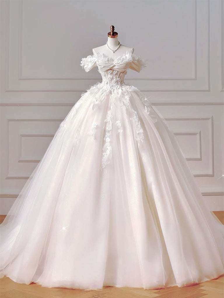 Ball-Gown/Princess Sweetheart Floor-Length Tulle Prom Dress With Sequins Appliques Lace Beading Main image