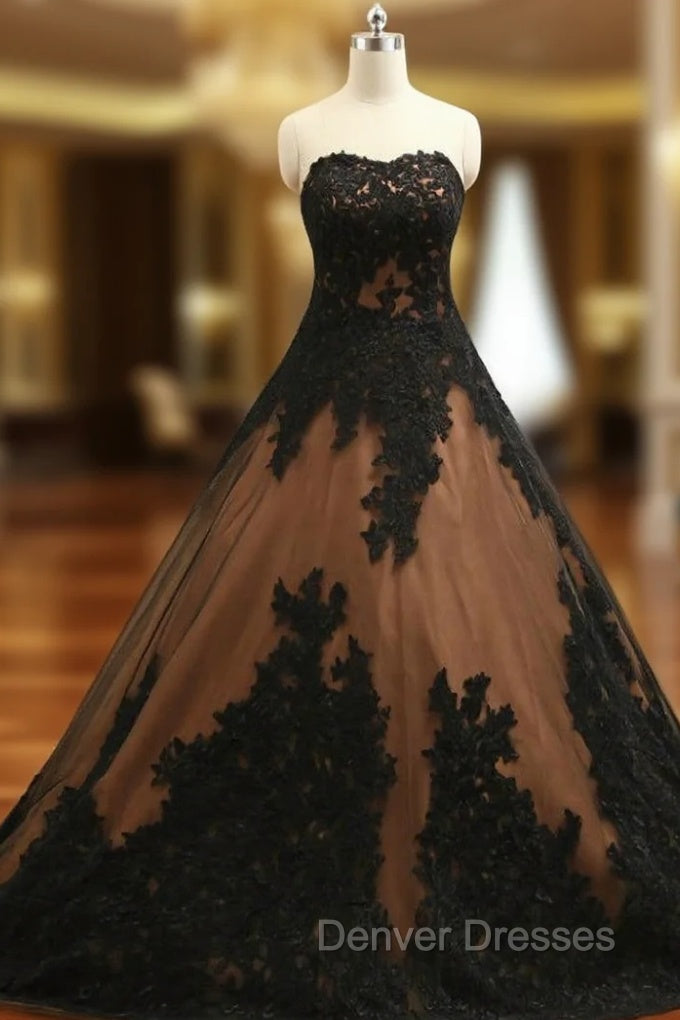 Ball Gown Prom Dress Black Lace Appliques Prom Dress Main image