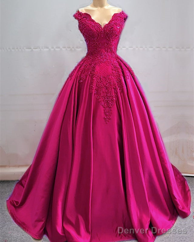 Ball Gown Prom Dresses Lace Beaded V Neck Off Shoulder Secondary image