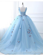 Ball Gown Prom Dress Luxurious Dress Engagement Court Train Sleeveless V Neck Tulle With Pleats Appliques 2