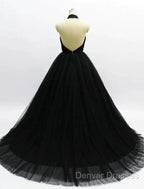 Ball Gown Prom Dress Open Back Dress Wedding Party Court Train Sleeveless Halter Tulle Backless With Pleats