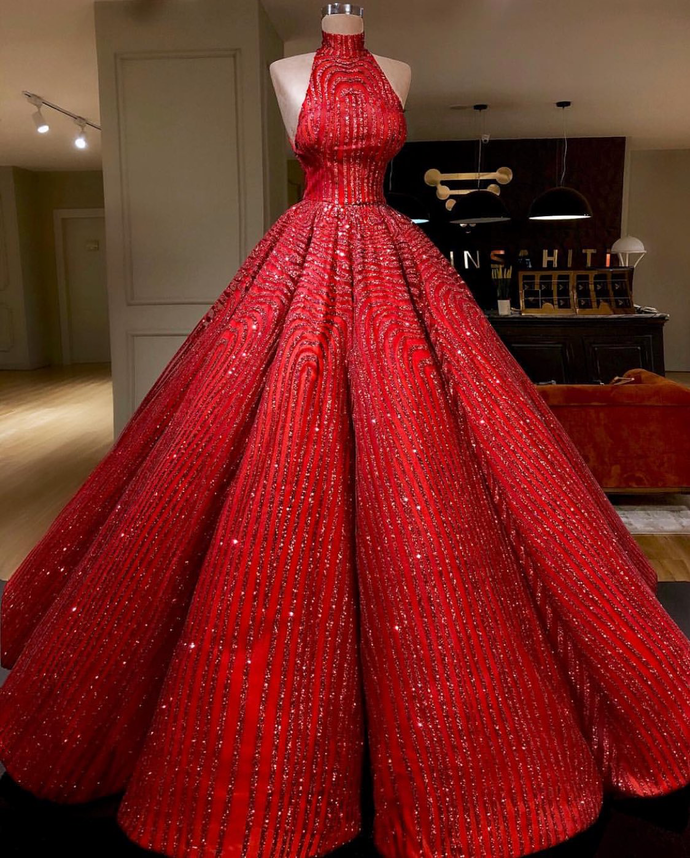 Ball Gown Red Prom Dresse Sequins Shinning Long Evening Dress Gowns Main image