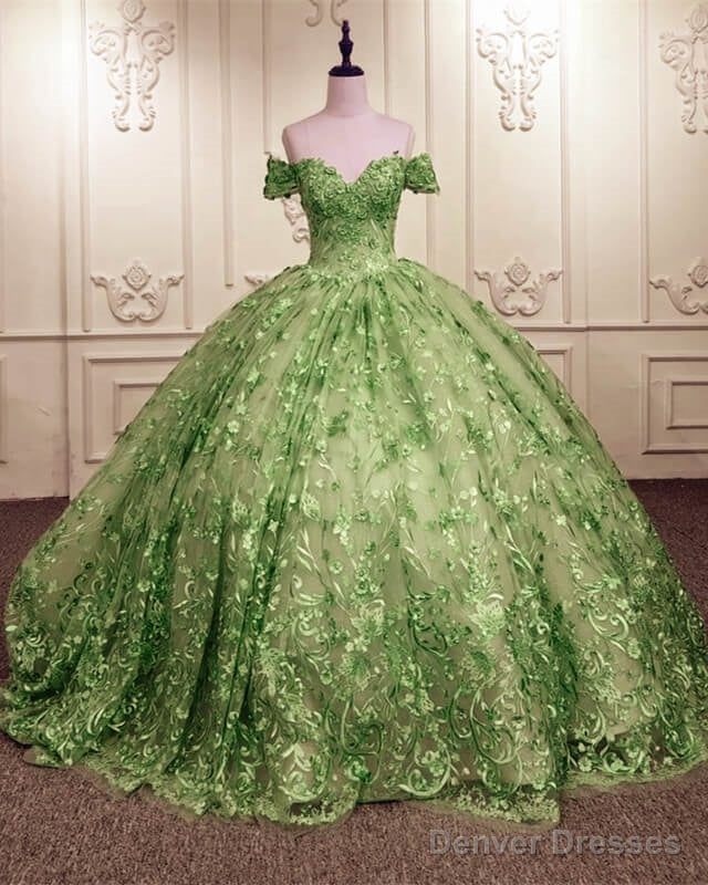 Ball Gown Sage Lace Overlay Dress Main image