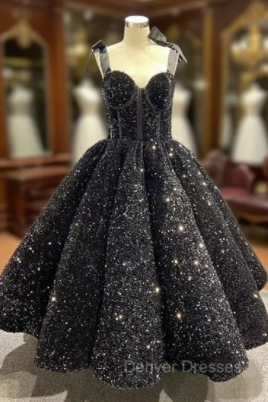 Ball Gown Sequins Straps Short Litter Prom Dress