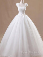 Ball Gown Sleeveless Square Floor-Length Ruffles Tulle Wedding Dress
