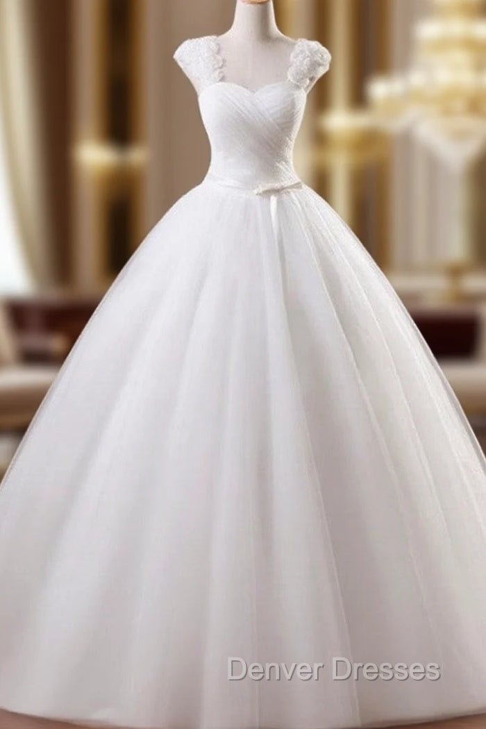 Ball Gown Sleeveless Square Floor-Length Ruffles Tulle Wedding Dress Main image