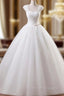 Ball Gown Sleeveless Square Floor-Length Ruffles Tulle Wedding Dress