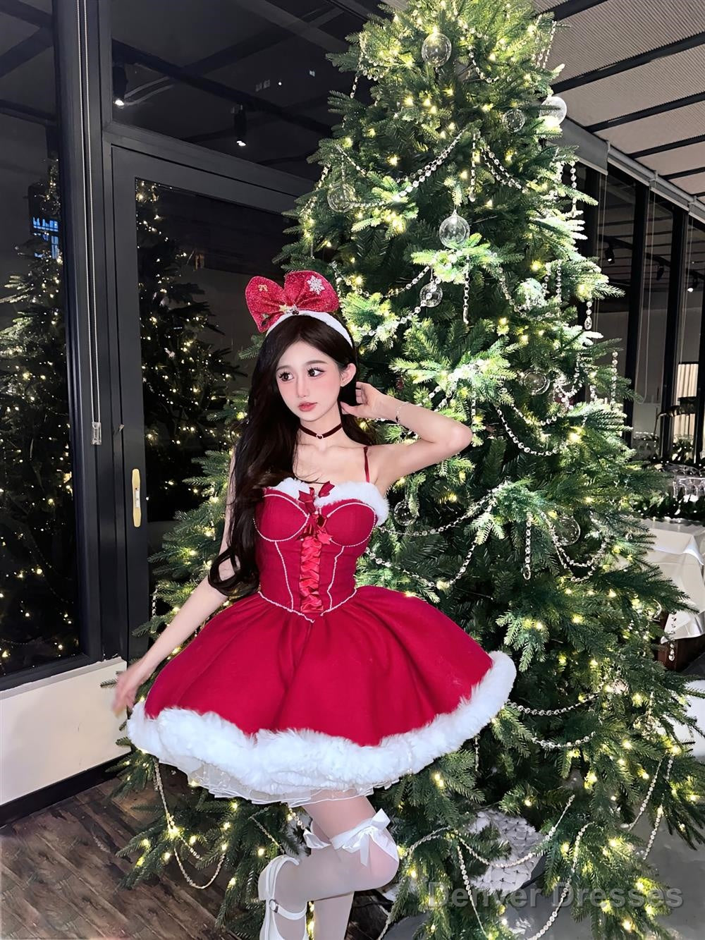 Ball Gown Spaghetti Straps Red Christmas Dress Birthday Dresses Birthday Outfits Secondary image