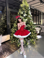 Ball Gown Spaghetti Straps Red Christmas Dress Birthday Dresses Birthday Outfits
