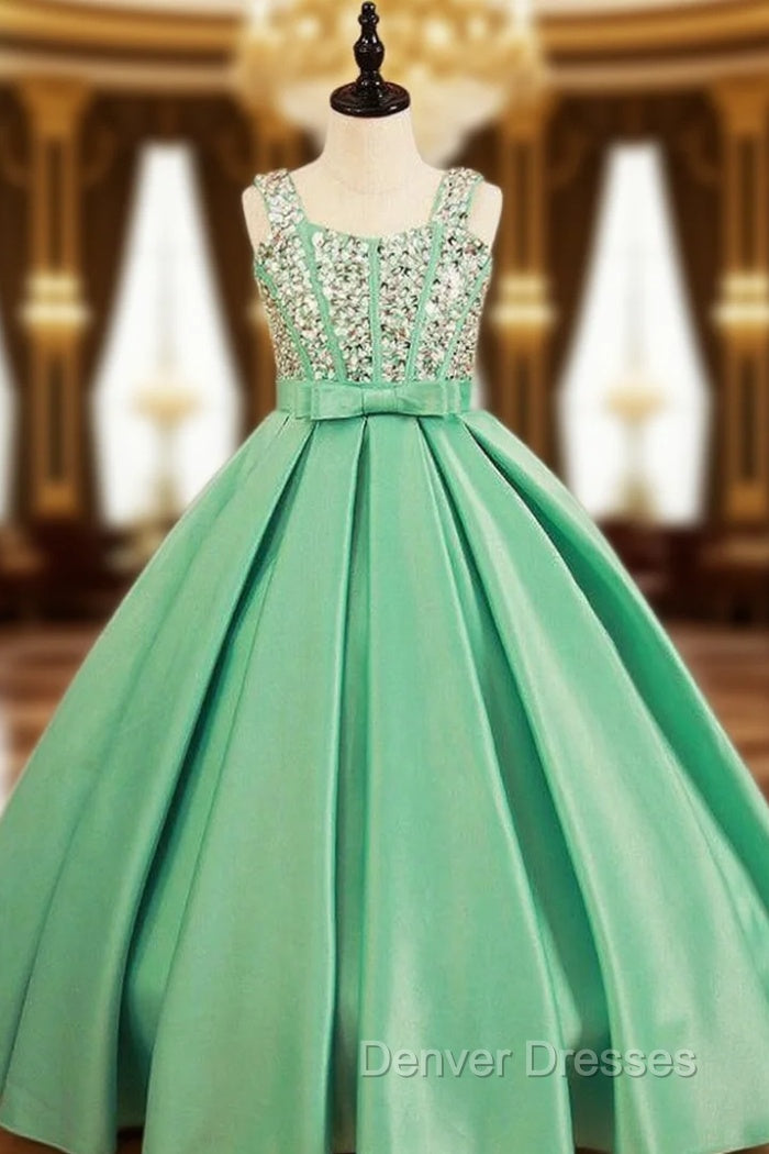Ball Gown Spaghetti Straps Sweetheart Crystal Bow Sash Girl Dress Main image