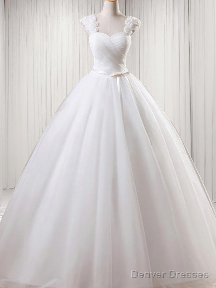 Ball-Gown Square Ruffles Floor-Length Tulle Wedding Dress