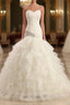 Ball-Gown Strapless Chapel Wedding Dress White Organza
