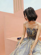Ball Gown Strapless Sequin Prom Dresses Long Evening Dress