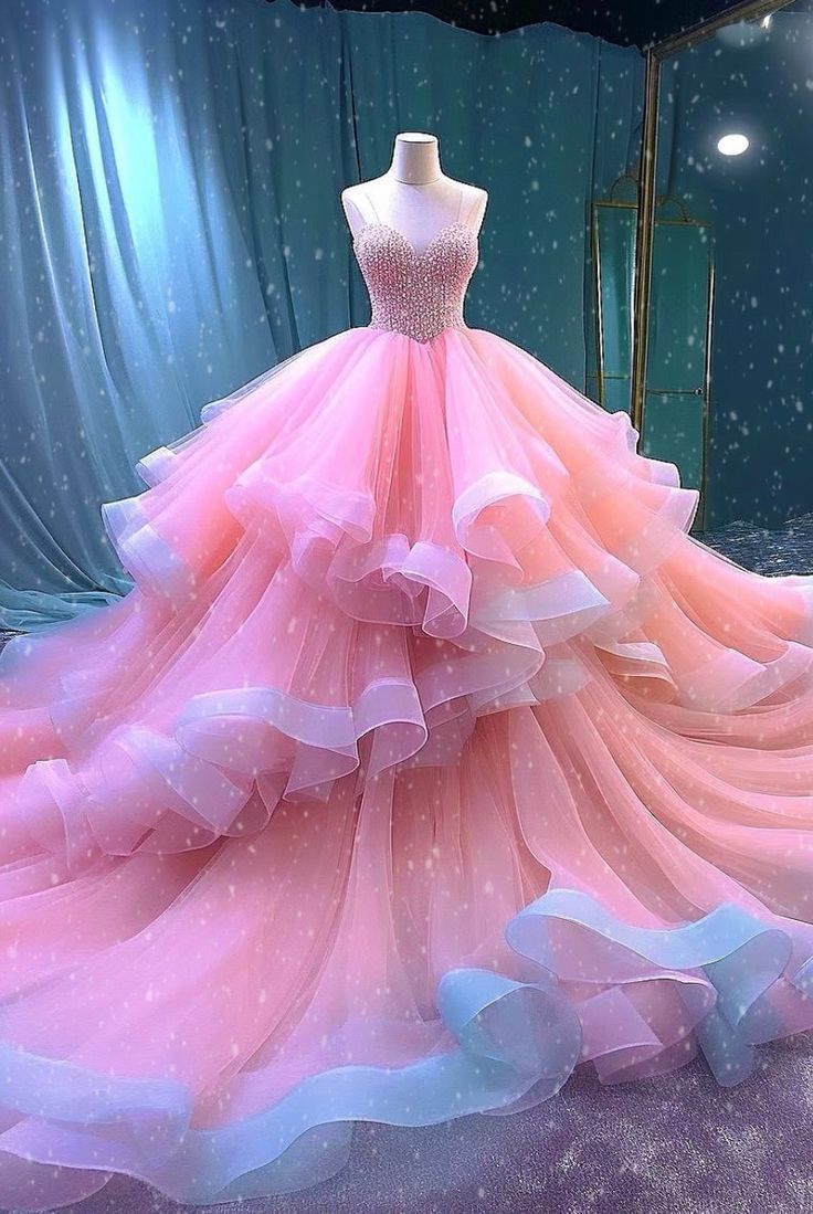 Ball Gown Straps Pink Organza Sweet 16 Dress Main image