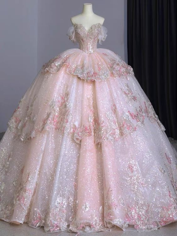 Ball Gown Sweet 16 Dress Off The Shoulder Pink Sweet 16 Dress Main image
