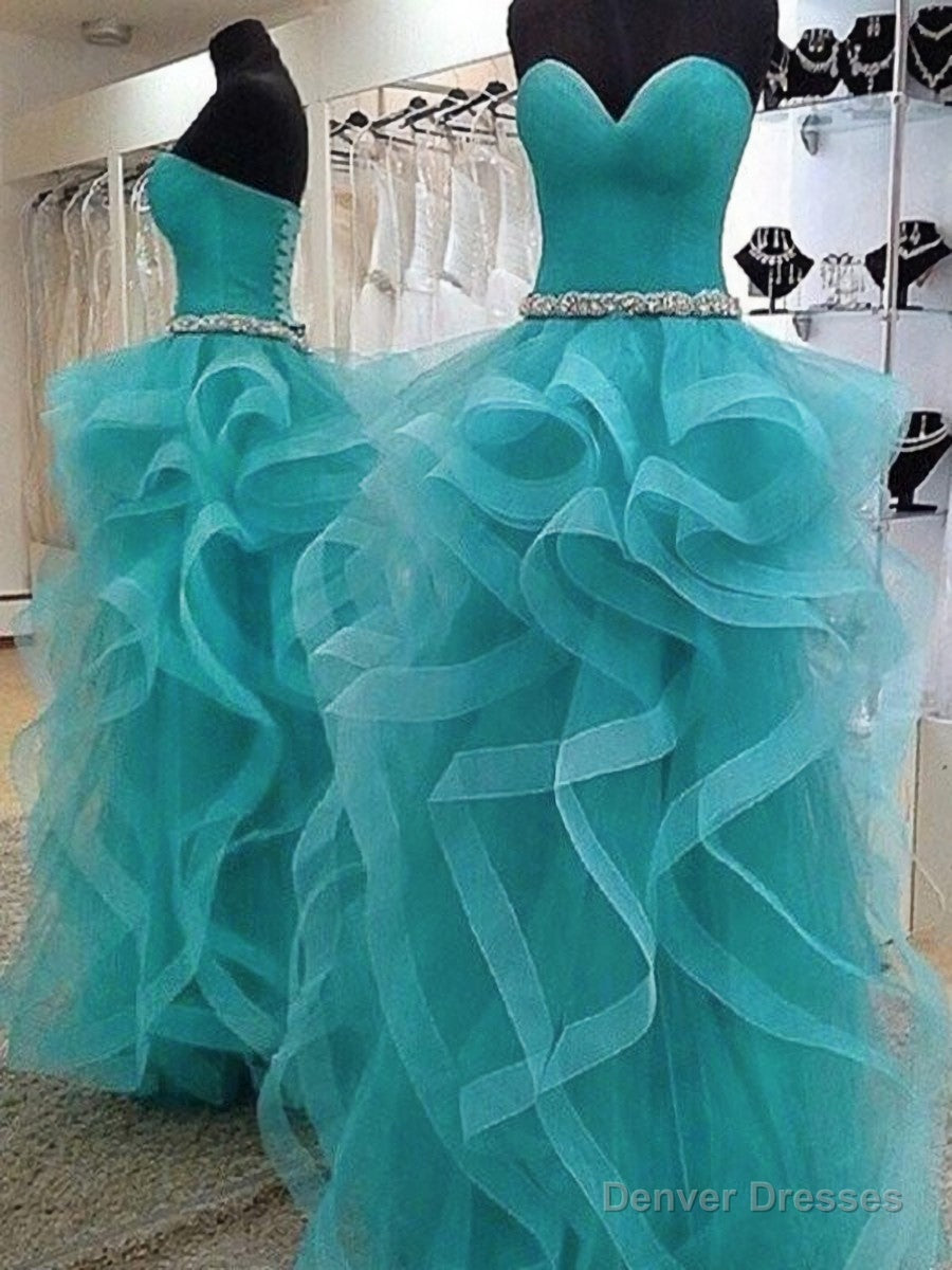 Ball-Gown Sweetheart Cascading Ruffles Floor-Length Tulle Dress Main image