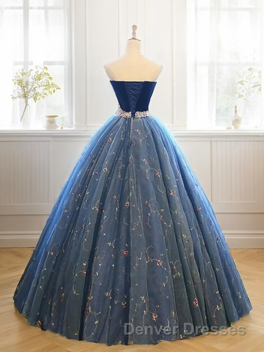 Ball Gown Sweetheart Floor-Length Net Prom Dress With Beading