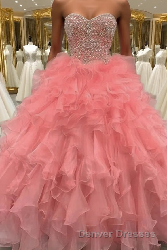 Ball Gown Sweetheart Floor-Length Organza Evening Dress With Beading Main image