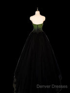 Ball Gown Sweetheart Tulle Black Prom Dress Evening Dress