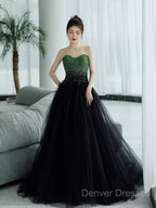 Ball Gown Sweetheart Tulle Black Prom Dress Evening Dress