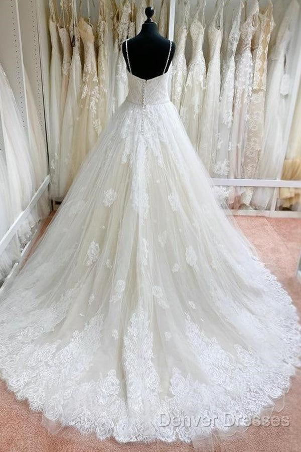 Ball Gown Tulle Lace Spaghetti Straps Appliqued Wedding Dress Secondary image