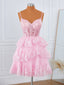 Ball-Gown Tulle V-neck Appliques Lace Corset Short/Mini Dress