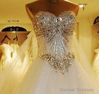 Ball Gown Watteau Train Wedding Dress With Appliques Beading
