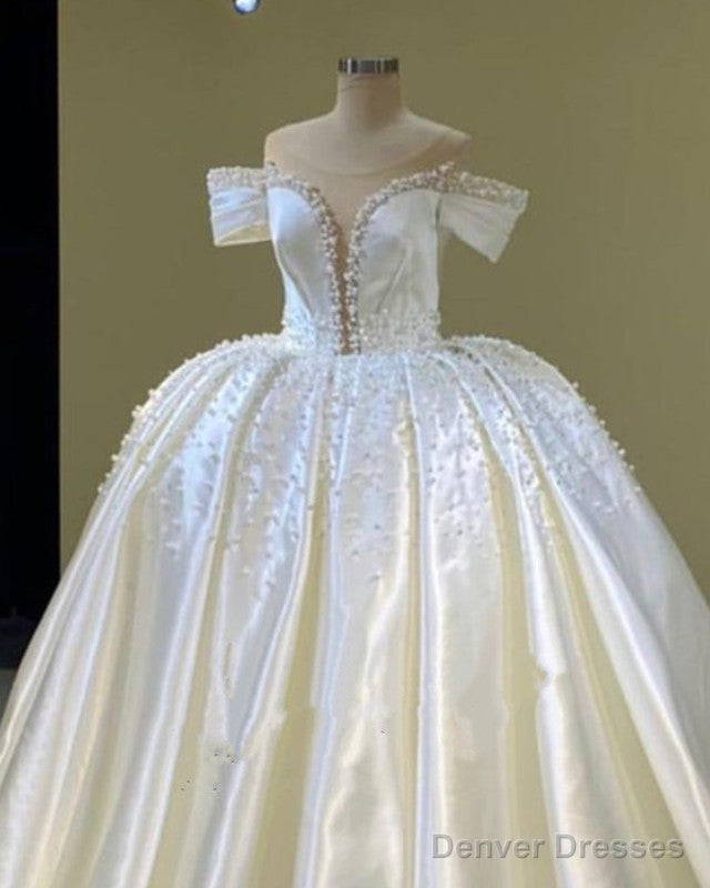 Ball Gown Wedding Dress Satin Off Shoulder