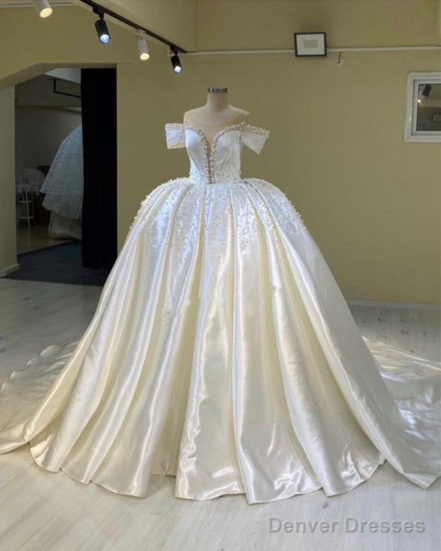 Ball Gown Wedding Dress Satin Off Shoulder Main image