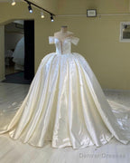 Ball Gown Wedding Dress Satin Off Shoulder