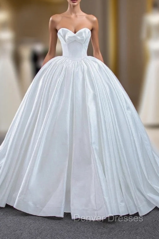 Ball Gown White Satin Sweetheart Wedding Dress