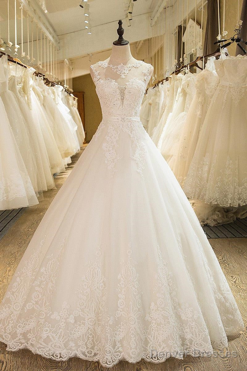 Ball Gowns Tulle High Neck Wedding Dress With Lace Applique Secondary image