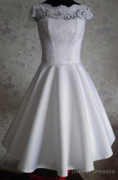 Bateau Knee-Length Cap Sleeves Open Back White Homecoming Dress Main image
