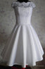 Bateau Knee-Length Cap Sleeves Open Back White Homecoming Dress