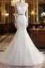 Bateau Neckline Mermaid Tulle Lace Wedding Dress With Appliques