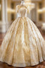 Be The Prom Queen Gold Ball Gown Sequins Sweetheart Neck Pleats Long Wedding Dress