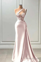 Long Prom Dress Sleeveless Strapless with Pleated Beadings