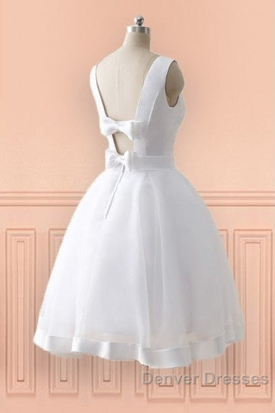 Beach Open Bow Back Knee Length Simple Wedding Dress Secondary image